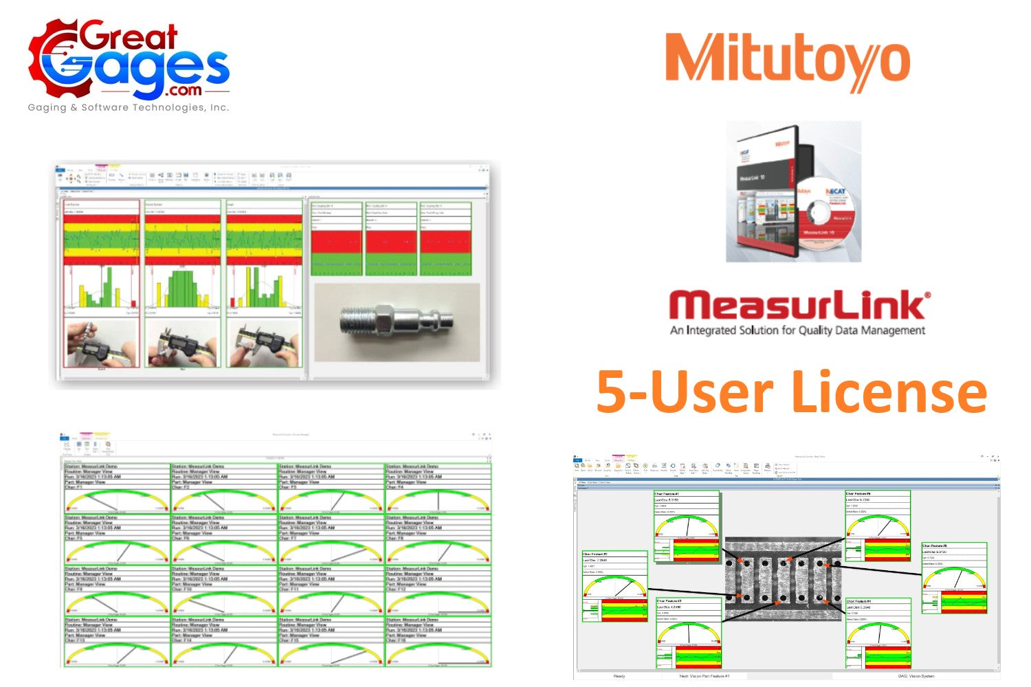 64AAB847 Mitutoyo MeasurLink SPC v10 Software 5-User License Mitutoyo MeasurLink SPC Software Mitutoyo   
