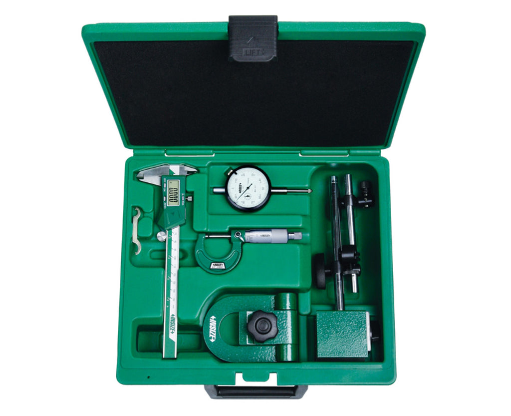 5051-E INSIZE 5pc Electronic Caliper, Standard Micrometer & Dial Indicator Tool Set Precision Tool Kit Insize   