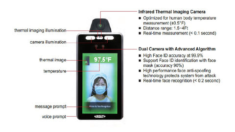 ATF-1612H Facial Recognition Thermal Imaging Kiosk System  Insize   