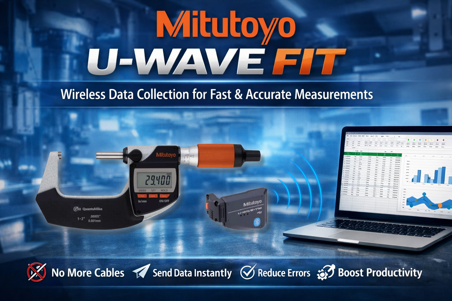 Mitutoyo U-WAVE FIT Wireless Data System | Improve Measurement Efficie ...