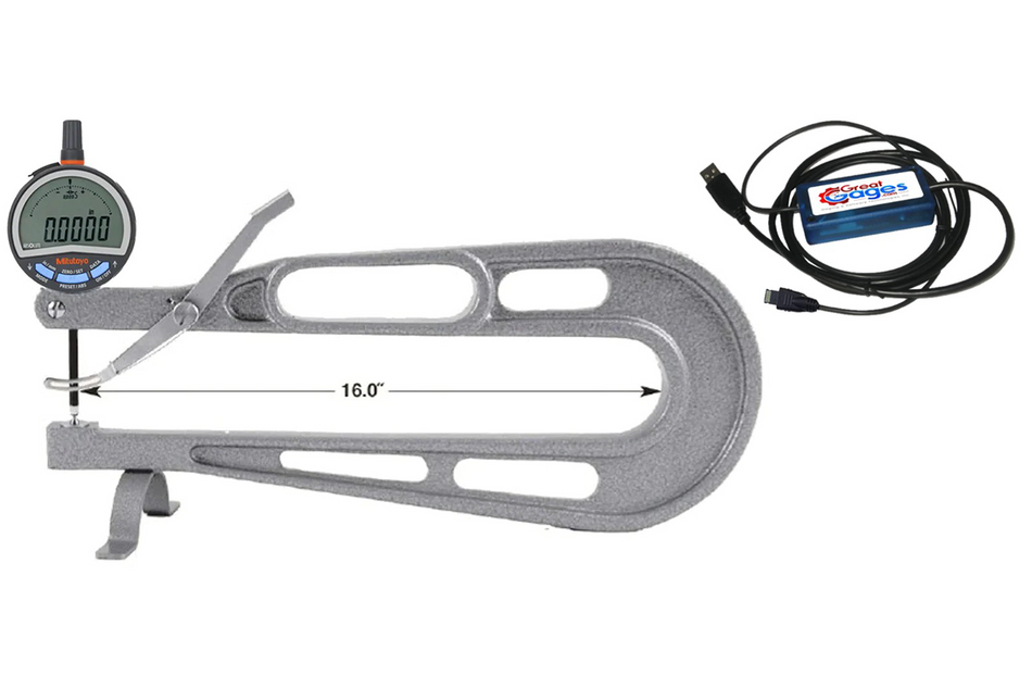Deep Throat Thickness Gage 0.5" Range, 16" Reach, .0005" Resolution - USB Package