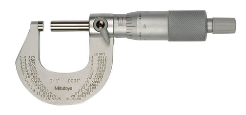 102-327-10-CAL Mitutoyo Satin-Chrome Micrometer 0-1