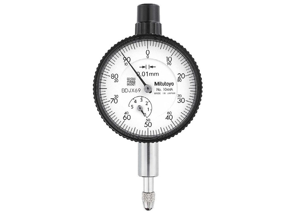 1044A Mitutoyo Metric Dial Indicator, Flat Back, 5mm Range, .01mm Grads