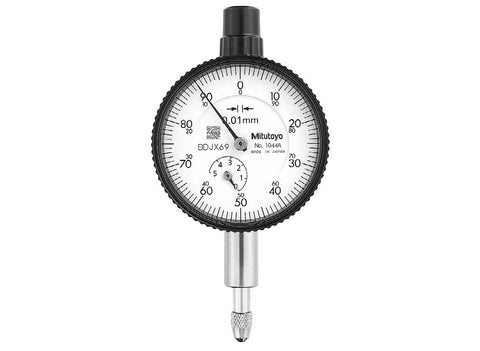 1044A Mitutoyo Metric Dial Indicator, Flat Back, 5mm Range, .01mm Grads