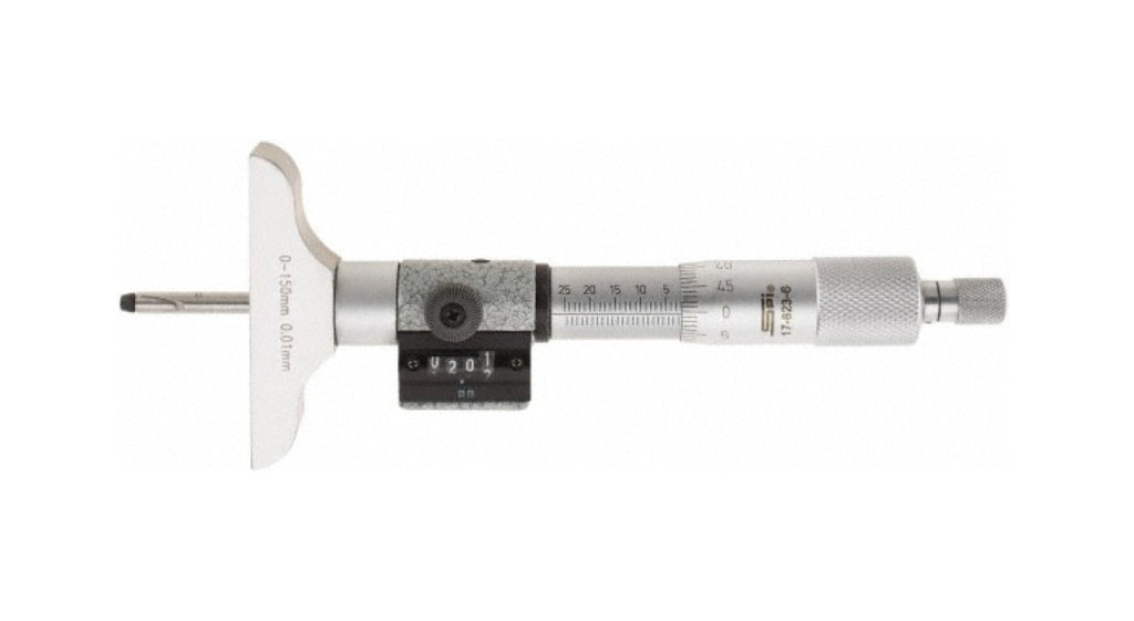17-823-6 SPI Digit Depth Micrometer 0-150mm Range, 63mm Base