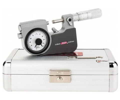 21-074-0 SPI Indicating Micrometer 0-25mm w/ Cert Standard Indicating Micrometers SPI   