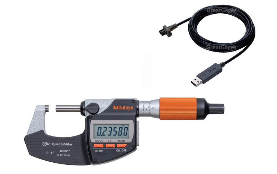 293-180-40-USB Mitutoyo QuantuMike Micrometer to USB Direct Package, 0-1" Range, .00005" Resolution