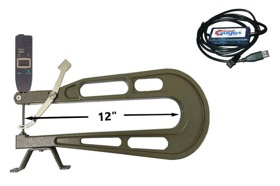 309-290-122-USB Digital Deep Throat Thickness Gage 0-1", 12" Reach to USB Package Deep Throat Thickness Gage GreatGages   