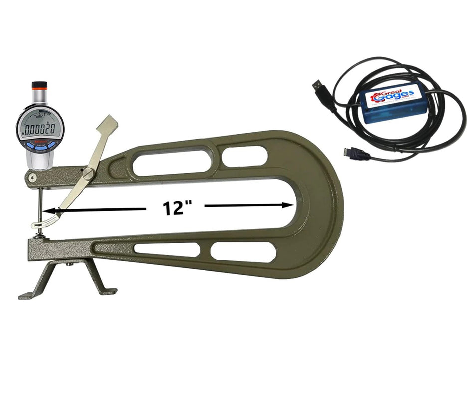 309-290HR-USB 12" Deep Throat Thickness Gage 0-1", 12" Reach, .00005" Resolution - USB Package Deep Throat Thickness Gage GreatGages   