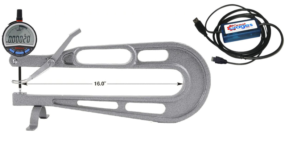 309-315HR-USB Deep Throat Thickness Gage 0-.5" Range, 16" Reach, .00005" Resolution - USB Package Deep Throat Thickness Gage GreatGages   