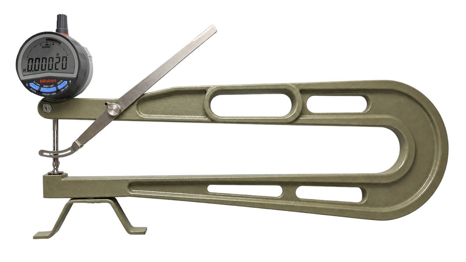 Deep Throat Micrometer, 0.5" Range, 16" Reach, .00005" Res