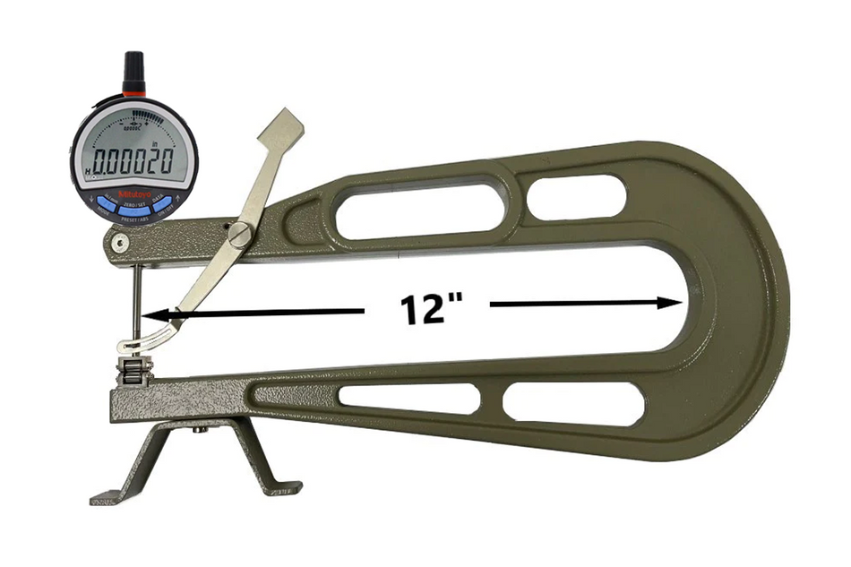 309-35279-HR Deep Throat Digital Thickness Gage Roller Contacts 12" Reach, .00005" Res Deep Throat Thickness Gage GreatGages   