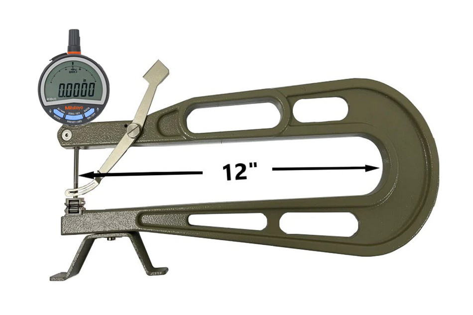 309-35279-M Deep Throat Digital Thickness Gage Roller Contacts 12" Reach Deep Throat Thickness Gage GreatGages   