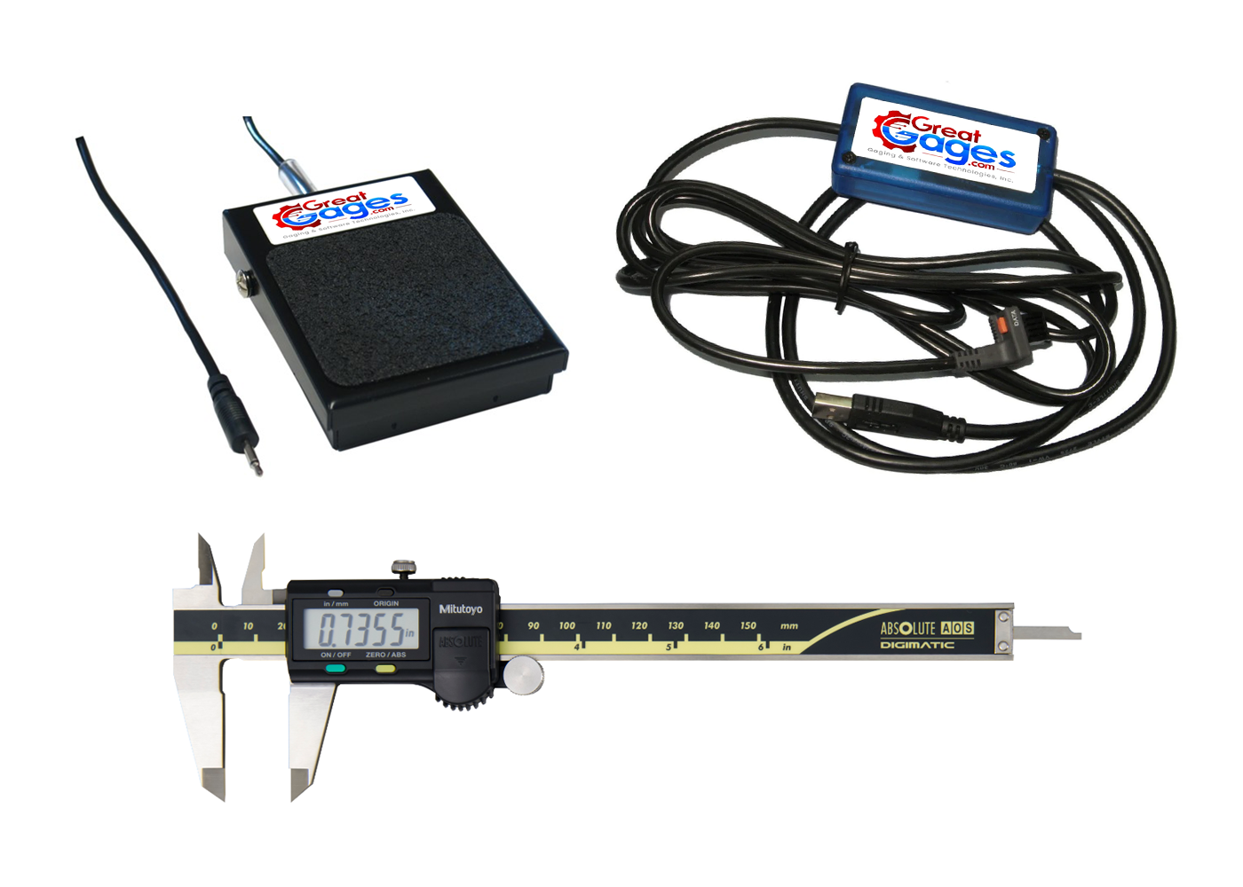 500 171 30 USB FS Mitutoyo Caliper to USB with Footswitch Package