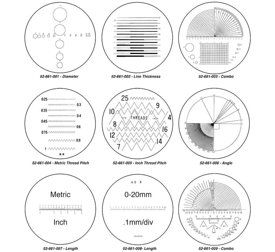 52-664-609-0 Fowler Pocket Comparator Set 10X with Reticles and Illuminator
