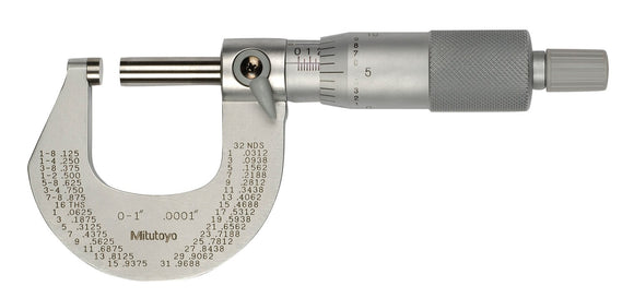 101-113-CAL Mitutoyo Satin-Chrome Micrometer 0-1