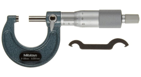103-129 Mitutoyo Micrometer 25mm, .001mm Grad Standard Micrometers Mitutoyo   