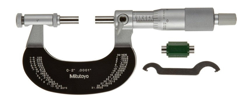 104-165 Mitutoyo Micrometer w/ Interchangeable Anvils 0-2