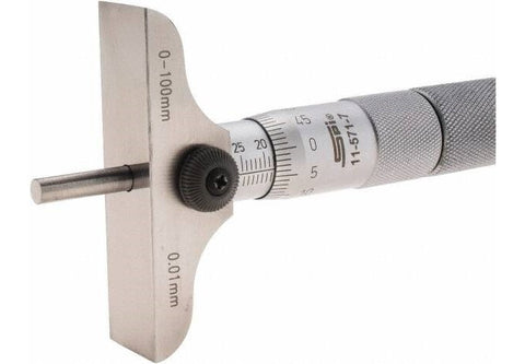 11-571-7 SPI Depth Micrometer 0-100mm Range, 63mm Base Depth Micrometer SPI   