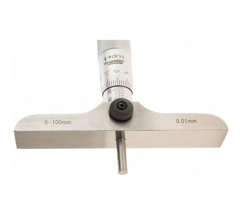 11-574-1 SPI Depth Micrometer 0-100mm Range, 102mm Base Depth Micrometer SPI   