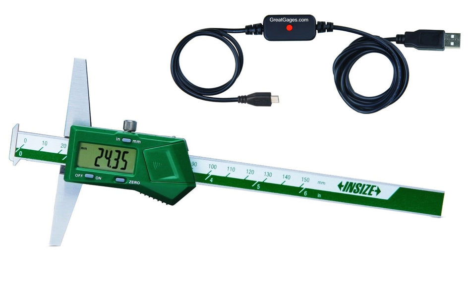 1144-300 INSIZE 12" Depth Gage w/Hooks USB Direct Package Digital Depth Gage INSIZE   