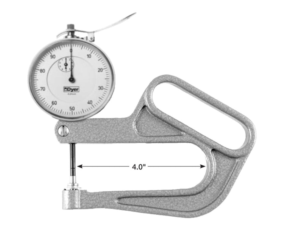 309-040 Deep Throat Mechanical Thickness Gage 0-.4", 4" Reach Deep Throat Thickness Gage GreatGages   