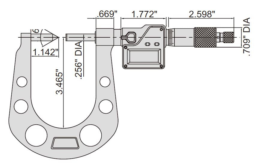 3588-33E INSIZE Deep Throat Micrometer 0.3