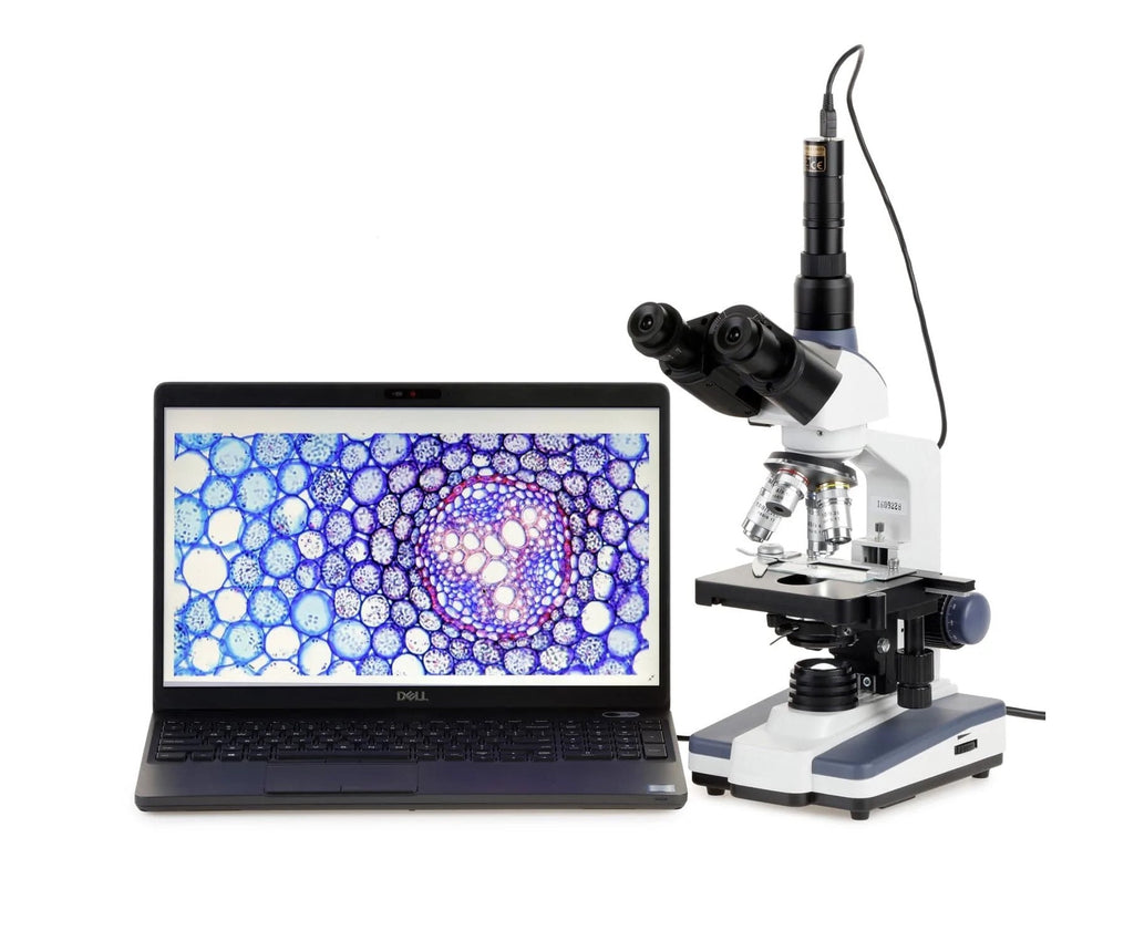 GS-T120C Trinocular Compound Microscope with USB Camera 40X-2500X